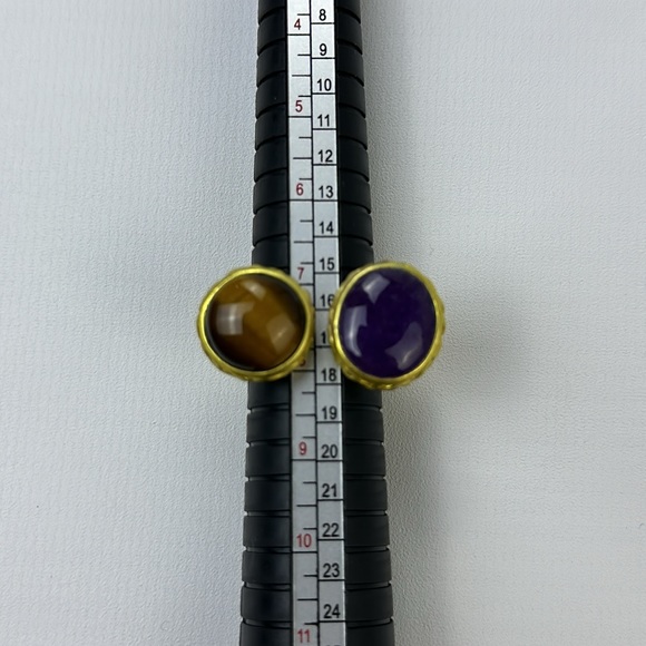 May Kathryn Design Unique 2 Stone Gold Tone Ring. Size 8. 2 Natural Gemstones. - Picture 5 of 17